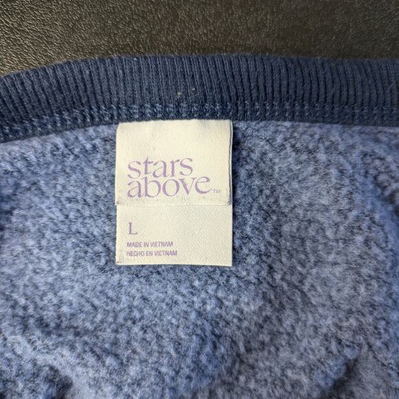 Womens Large V-Neck Sweater Stars Above Cozy Long Sleeve Baggy Comfy Crop - Picture 7 of 9